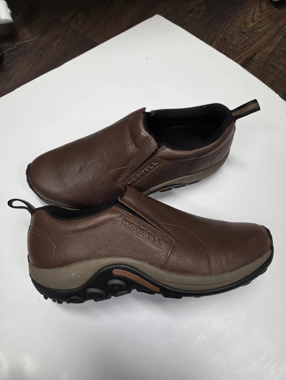 Merrell Men's Jungle Moc Leather Brown Slip-On Shoes, Size 10